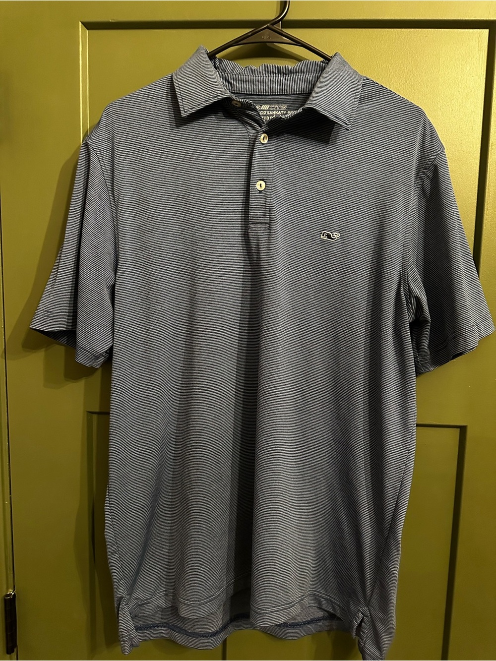 Vineyard Vines Slim-Stripe Blue Polo with Embroidered Whale